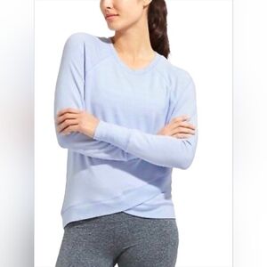 Athleta Criss Cross Sweatshirt Size Small Ultra SOFT Light Blue Womens EUC